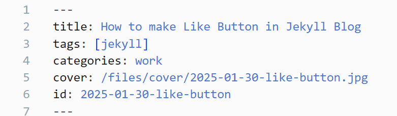post id entry of YAML header